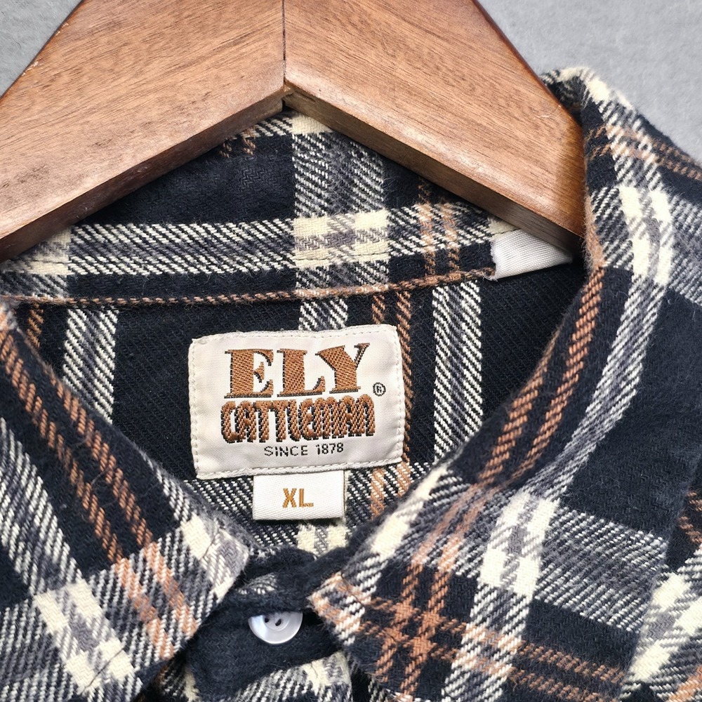 Ely Cattleman Men's Plaid Pearl Snap Western Flannel Size XL - Picture 2 of 8